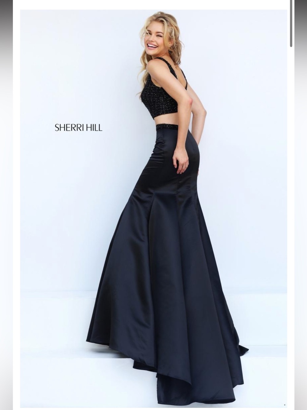 Sherri Hill 50098 Two Piece Prom Dress - Size 0 NWT Black